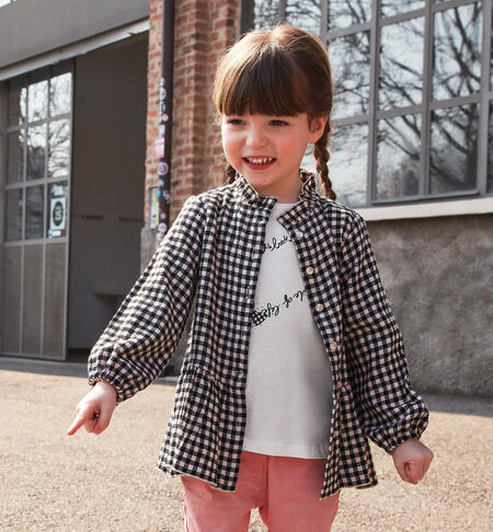 iDO checked shirt for girls from 9 months to 8 years ROSA CHIARO-2617