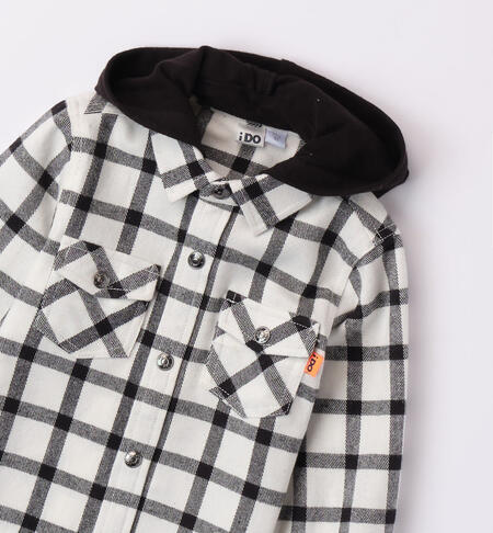 Camicia a quadri con cappuccio per bambino da 9 mesi a 8 anni iDO PANNA-0112