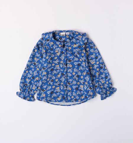iDO shirt with small flowers for girls from 9 months to 8 years AZZURRO-AVION-6K68