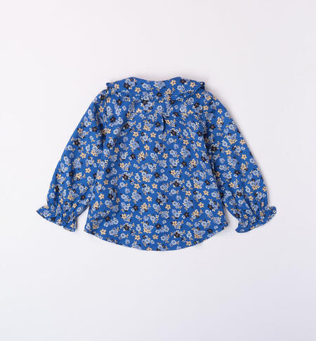 iDO shirt with small flowers for girls from 9 months to 8 years AZZURRO-AVION-6K68