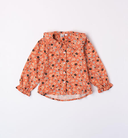 iDO shirt with small flowers for girls from 9 months to 8 years COTTO-ARANCIO-6WL1