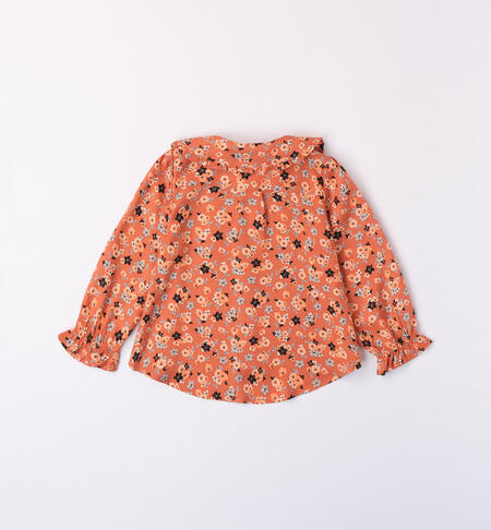 iDO shirt with small flowers for girls from 9 months to 8 years COTTO-ARANCIO-6WL1