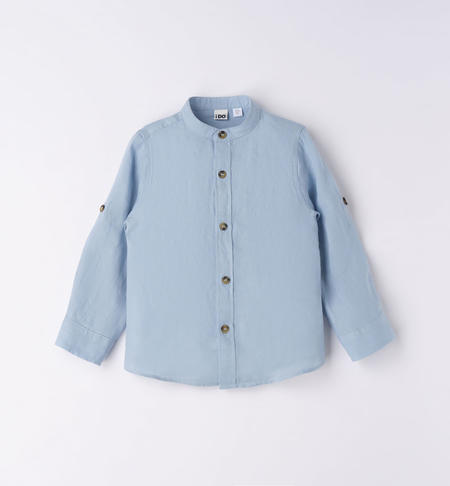 iDO mandarin collar shirt for boys from 9 months to 8 years AZZURRO-3633