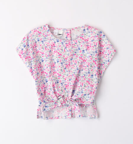 Knotted shirt for girls BIANCO-MULTICOLOR-6ALM