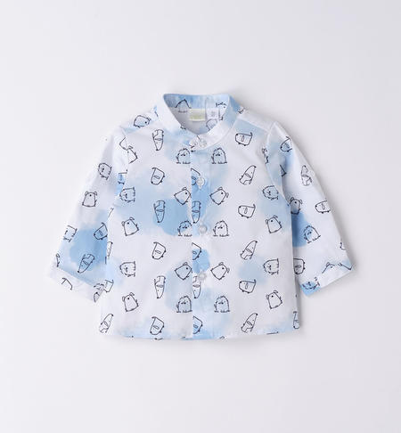 iDO baby boy shirt with mandarin collar and animal print from 1 to 24 months BIANCO-LAVANDA-6V01