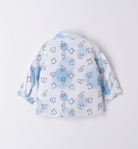 Camicia coreana animaletti neonato da 1 a 24 mesi iDO BIANCO-LAVANDA-6V01