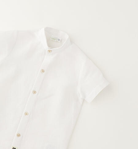 Baby boy mandarin collar shirt BIANCO-0113