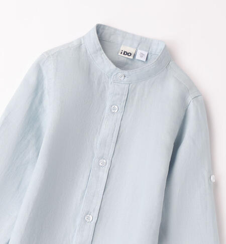 Boys' mandarin collar shirt in linen CELESTE-3823