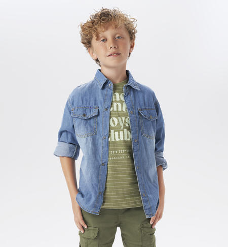 Camicia di jeans ragazzo da 8 a 16 anni iDO STONE BLEACH-7350