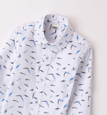 Boys' patterned shirt BIANCO-BLU-6ADG