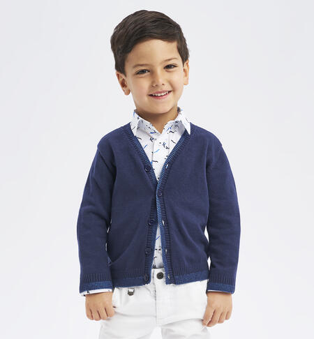 Boys' patterned shirt BIANCO-BLU-6ADG