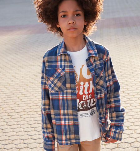 iDO twill shirt for boys from 8 to 16 years BLU-3656