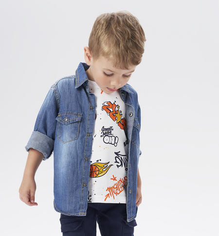 iDO denim shirt for boys from 9 months to 8 years STONE WASHED-7450