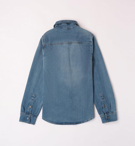 Camicia jeans ragazzo da 8 a 16 anni iDO STONE WASHED CHIARO-7400