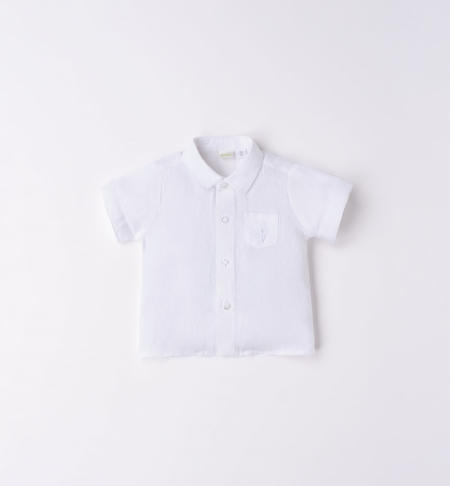 Camicia manica corta neonato in lino BIANCO