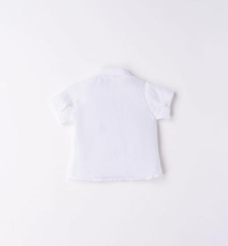 iDO short-sleeved shirt in linen for baby boy from 1 to 24 months BIANCO-0113