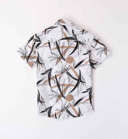 Boys' short-sleeved shirt BIANCO-NERO-6AHE