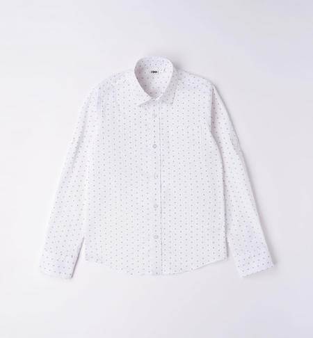 iDO patterned long-sleeved shirt for boys from 8 to 16 years BIANCO-TABACCO-6VP2