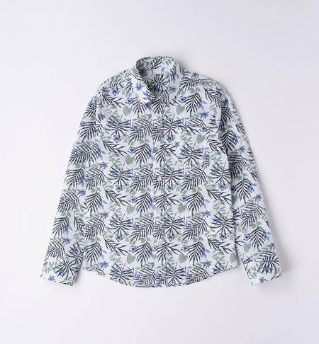 iDO patterned long-sleeved shirt for boys from 8 to 16 years ECRU'-BLU-6VM9