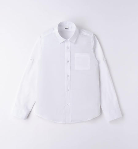 iDO solid colour long-sleeved shirt for boys from 8 to 16 years BIANCO-0113