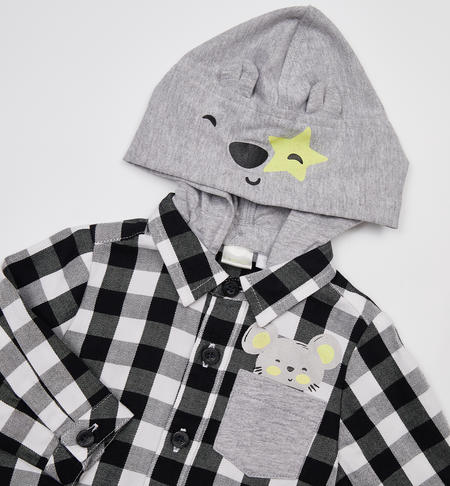 iDO baby boy shirt with hood from 1 to 24 months NERO-0658