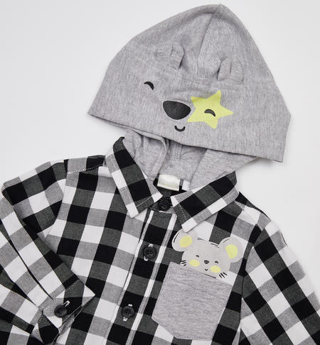 Camicia neonato con cappuccio da 1 a 24 mesi iDO NERO-0658