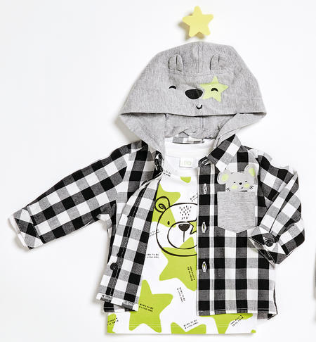 Camicia neonato con cappuccio da 1 a 24 mesi iDO NERO-0658