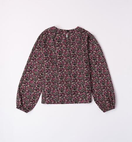 iDO all-over floral shirt for girls from 8 to 16 years NERO-MALVA-6K56