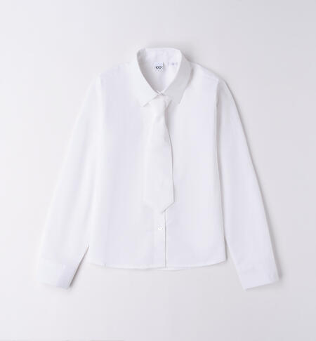 Camicia ragazza con cravatta BIANCO-0113