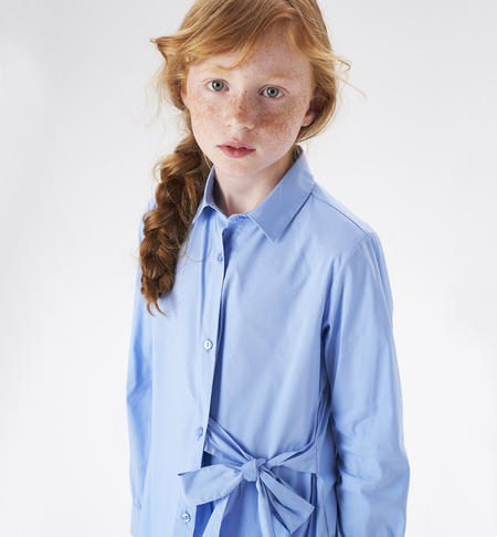 Camicia ragazza con fiocco da 8 a 16 anni iDO AZZURRO-3624