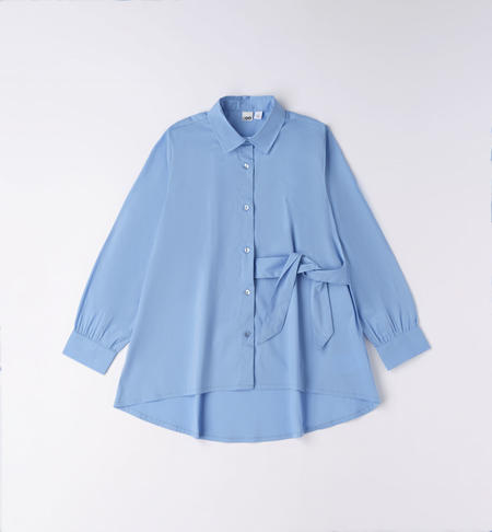 Camicia ragazza con fiocco da 8 a 16 anni iDO AZZURRO-3624