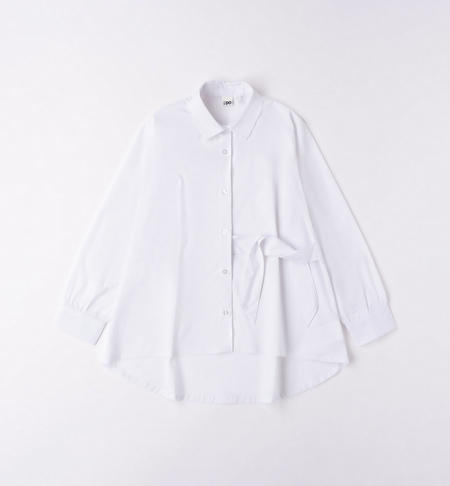 Camicia ragazza con fiocco BIANCO