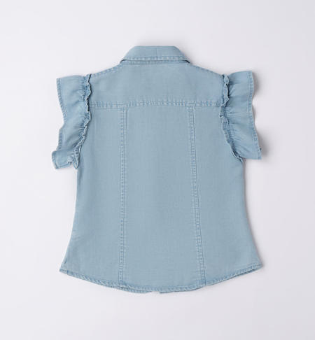 iDO shirt with ruffles for girls from 8 to 16 years BLU CHIARO LAVATO-7310