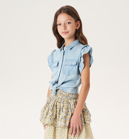 Girl's shirt with ruffles LIGHT BLUE