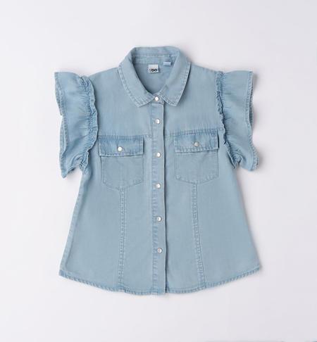 iDO shirt with ruffles for girls from 8 to 16 years BLU CHIARO LAVATO-7310