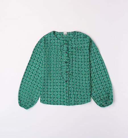 Girls' geometric shirt GREEN