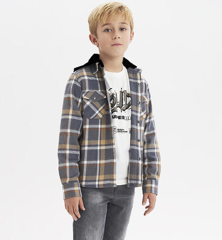 iDO hooded shirt for boys from 8 to 16 years GRIGIO SCURO-0564