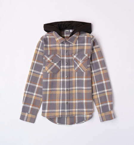 iDO hooded shirt for boys from 8 to 16 years GRIGIO SCURO-0564