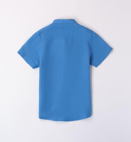 Short-sleeved linen shirt TURCHESE-3733