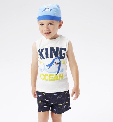 Boy's shark tank top WHITE