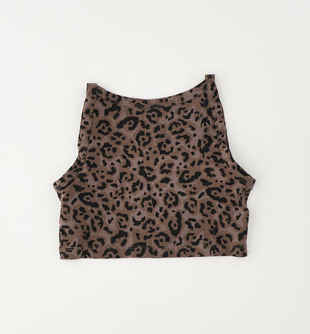 Girls' leopard print vest top MARRONE-NERO-6CBW
