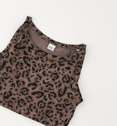 Girls' leopard print vest top MARRONE-NERO-6CBW