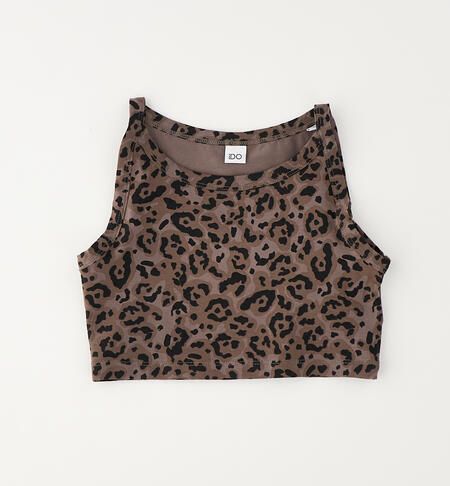 Girls' leopard print vest top MARRONE-NERO-6CBW