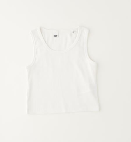 Girls' ribbed vest top WHITE