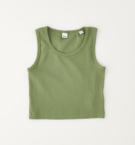Girls' ribbed vest top VERDE SALVIA-5454
