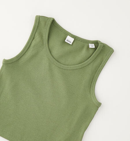 Girls' ribbed vest top VERDE SALVIA-5454