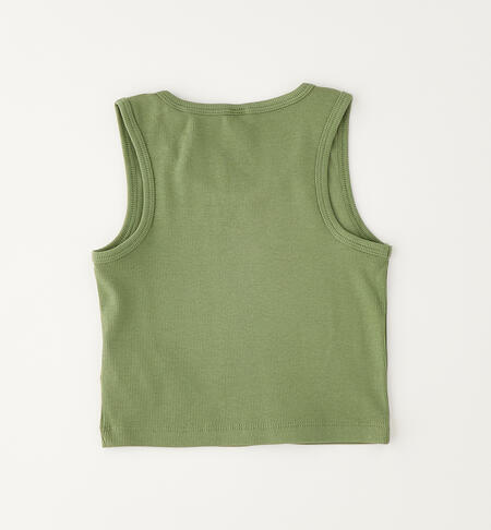 Girls' ribbed vest top VERDE SALVIA-5454