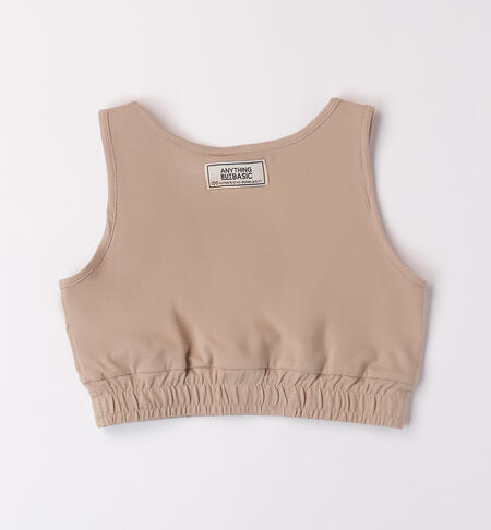 Girls' sporty vest top BEIGE-0422