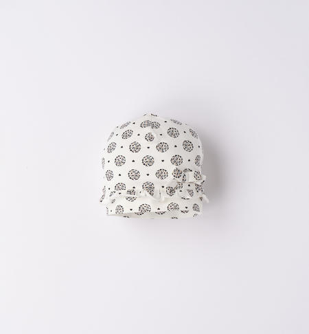 Cappellino modello cuffia con fiocco neonata da 0 a 24 mesi iDO PANNA-BLU-6V07