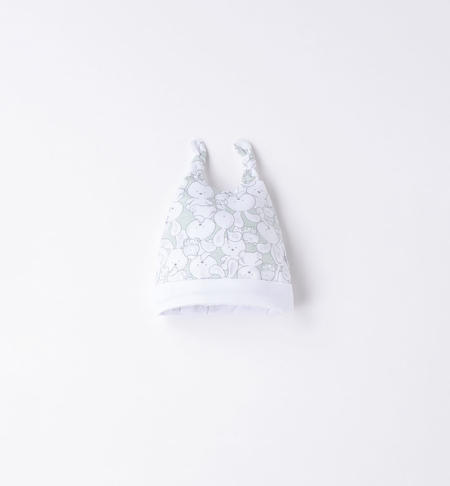 Cappellino modello cuffia con nodo per neonato da 0 a 24 mesi iDO BIANCO-VERDE-6V65